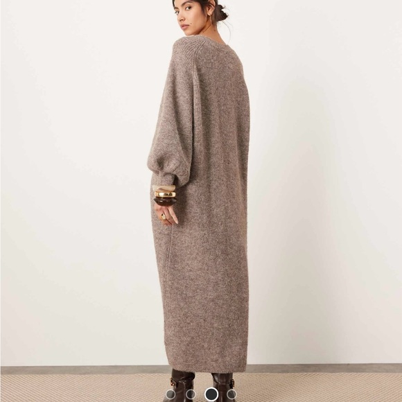 ASOS Elegant Brown Knit Dress - Picture 3 of 4